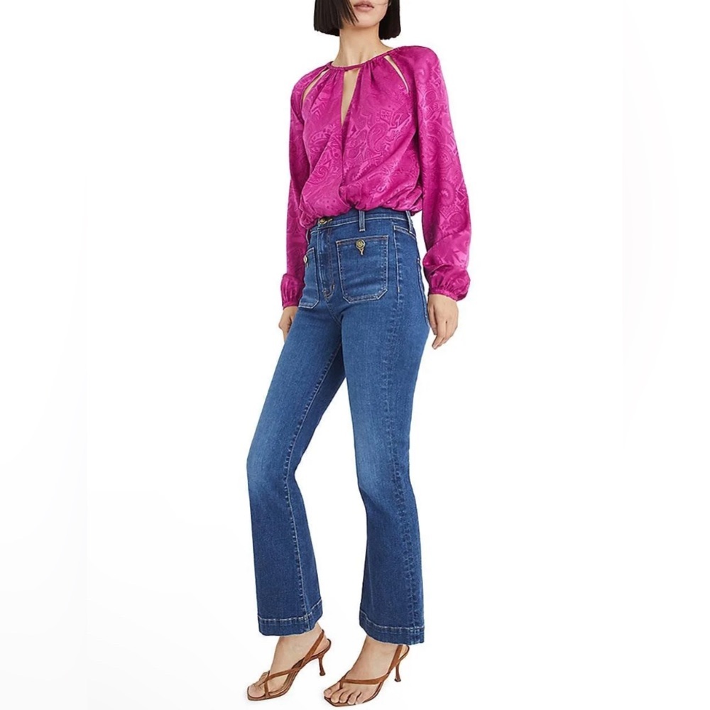 New! Veronica Beard Sionne
Paisley Puff Sleeve Silk Blend Top Sz 2 $448